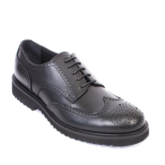 Giovanni Conti 983 Black Leather Classic Lace-Up Dress Shoes - Picture 1 of 8